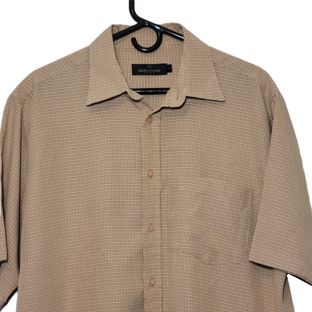 Bugatchi Men's Button-Down Short Sleeve Shirt Size Large Travel Casual Dressy‎ - Picture 2 of 10